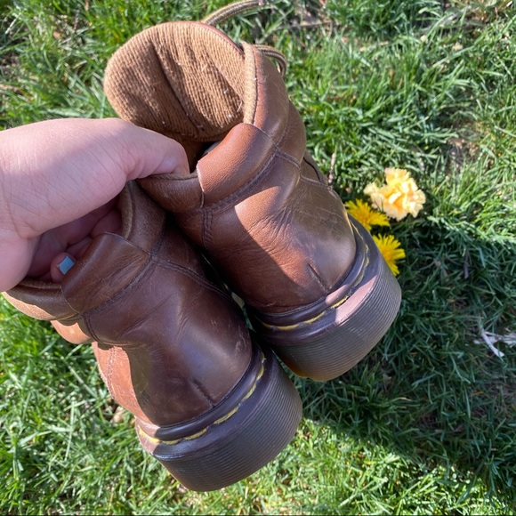 Vintage 90's Dr. Martens Brown Lace-up Chunky Ankle Boots - Picture 4 of 6
